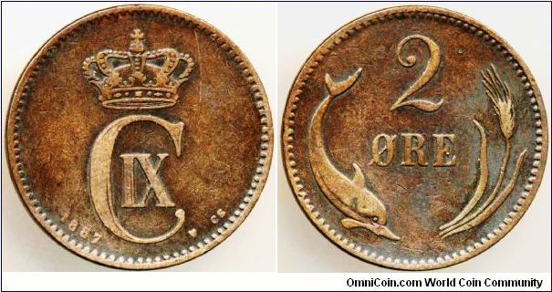 Key date 1887 2 Ore, scarce in VF or above (The situation is similar as Straits 1/2 Cent Key date 1883, rare in EF or above, whereas quite common in VF or below grade)