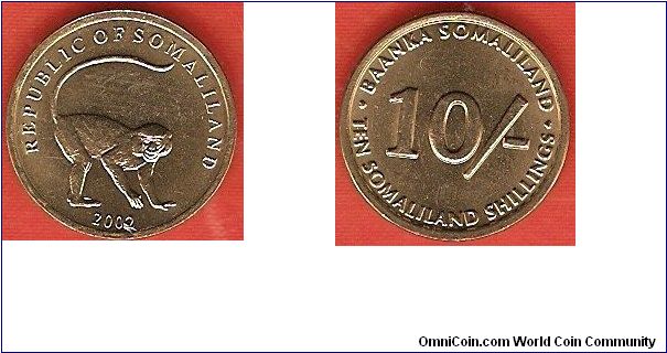 Republic of Somaliland
10 Somaliland shillings
Vervet Monkey
brass