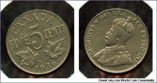 5 cents
Value & Maple leafs
King George V