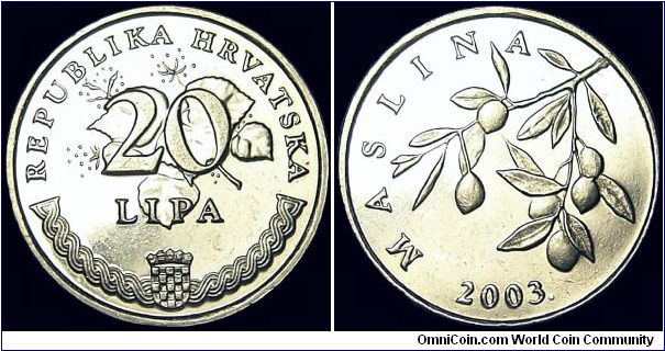 Croatia - 20 Lipa - 2003 - Weight 2,9 gr - Nickel Plated Steel - Size 18,5 mm - Designer / Kuzma Kovacic - Edge : Plain - Reference KM# 7