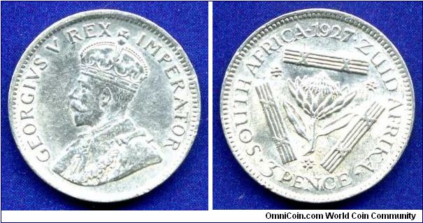 3 pence.
George V (1910-1936).
*Zuid Africa*.


Ag925f. 1,41gr.