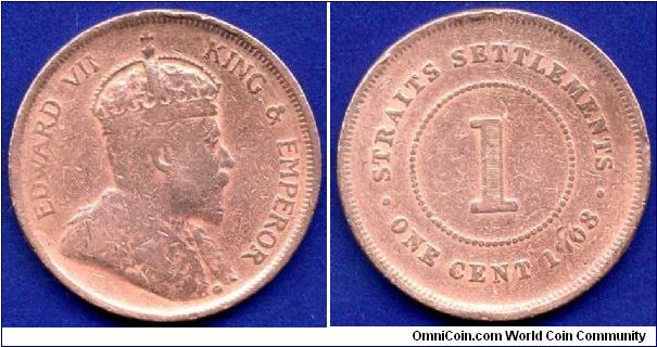 1 cent.
Straits Settlements.
Edward VII (1901-1910).


Br.