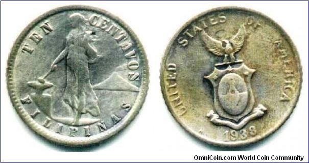 US-Philippine
80% silver coin
10 centavos
16.7mm diameter