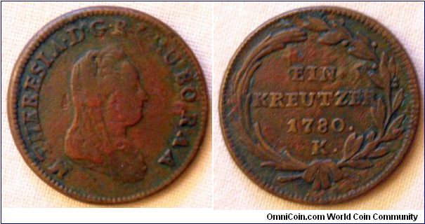 1 kreutzer.
1780, Maria Theresa