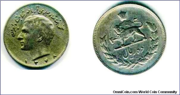 1969-1347 Iran 
10 Rials
28mm diameter