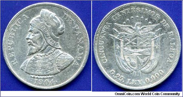 50 centesimos.
Republica De Panama.
Mintage 1,000,000 units.


Ag900f. 25,0gr.