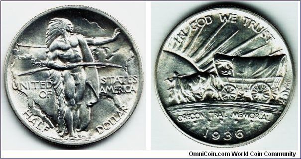 1936 Oregon Trail Memorial Half $