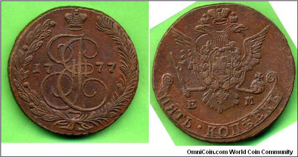 I collect the largest Russian copper coins - i.e. the 5 kopeks from 1758 thru 1810 including their overstrikings into 10 kop (1762 and 1796) and the Siberian 10 kopeks.
To better show the details I brightened up the scans (not always to the advantage of the coin's beauty). Enjoy and comment, thank you, Sigi