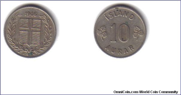 Iceland, 10 Aurar, 1946