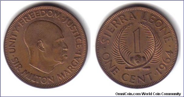 Sierra Leone, 1 Cent, 1964
