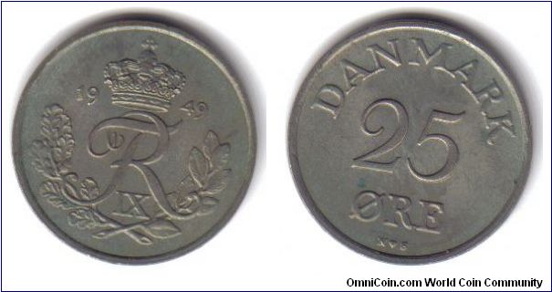 Denmark, 25 Ore, 1949, n-s