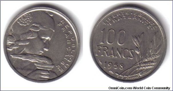 France, 100 Francs, 'B', 1958