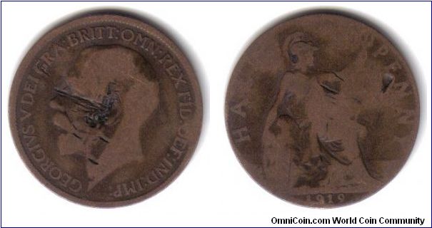Great Britain, 1/2 Penny, 1919