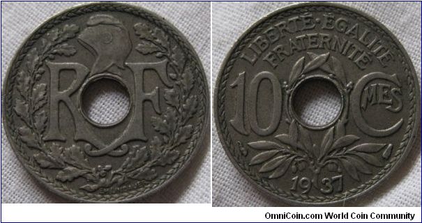 EF 1937 10 centimes, dark look, adds to the coin though