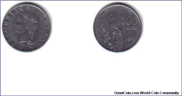 Italy, 100 Lire, 'R', FAO Issue, 1979