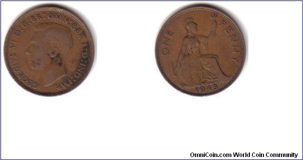 Great Britain, 1 Penny, 1945