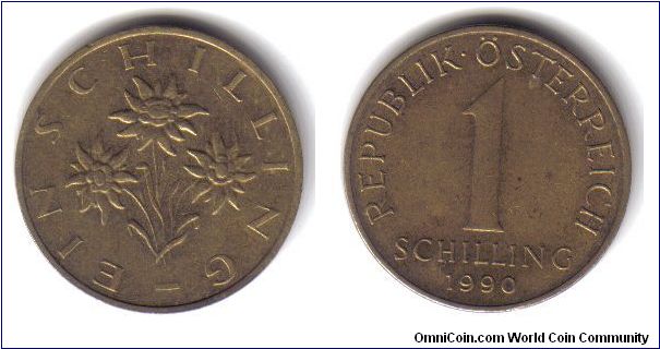 Austria, 1 Schilling, 1990