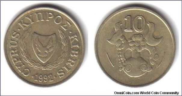Cyprus, 10 Cents, 1992