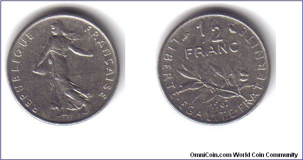 France, 1/2 Franc, 1967