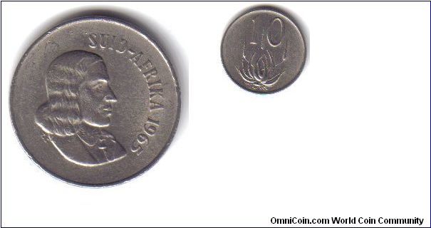 South Africa, 10 Cents, 1965