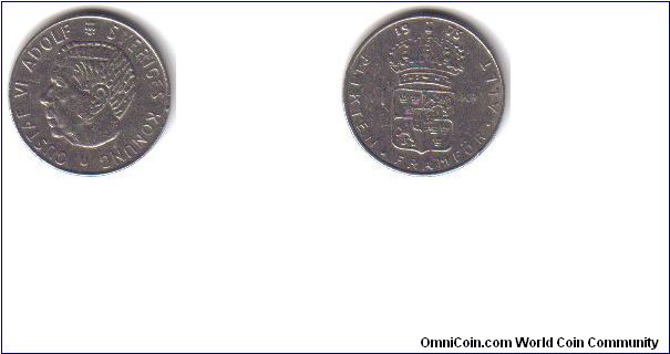 Sweden, 1 Krona, 'U', 1973