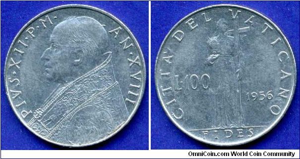 100 Lire.
Pope Pius XII (1939-1958).
Mintage 1,400,000 units.


Cu-Ni.