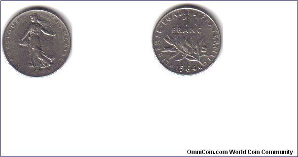 France, 1 Franc, 1964