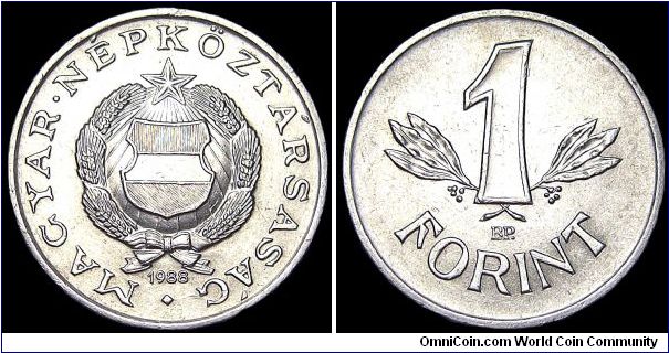 Hungary - 1 Forint - 1988 - Weight 1,4 gr - Aluminum - Size 22,8 mm - Mintage 20 080 000 - Edge : Reeded - Reference KM# 575
