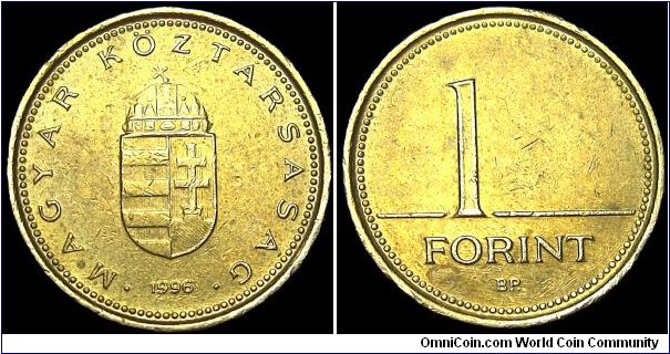 Hungary - 1 Forint - 1996 - Weight 2,05 gr - Brass - Size 16,5 mm - Mintage 67 000 010 - Edge : Plain - Reference KM# 692