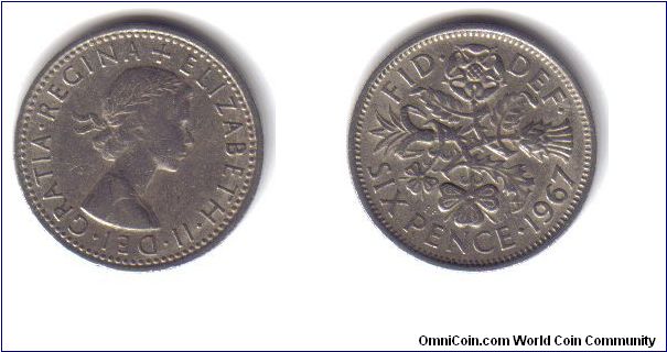 UK, 6 Pence, 1967