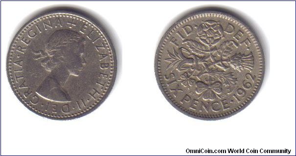 UK, 6 Pence, 1962