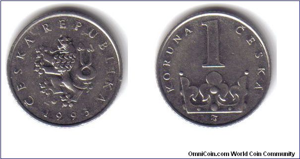 Czech Rep, 1 Koruna, 'i', 1993