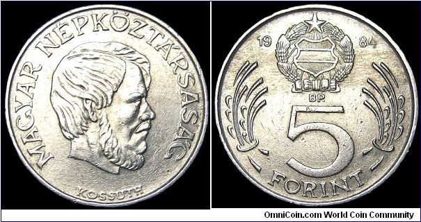 Hungary - 5 Forint - 1984 - Weight 4,9 gr - Copper / Nickel - Size 23,2 mm - Mintage 25 018 000 - Edge : Reeded - Reference KM# 635