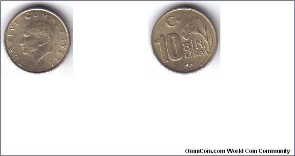 Turkey, 10 Bin Lira (10,000), 1995
