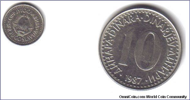 Yugoslavia, 10 Dinara, 1987