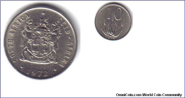 South Africa, 10 Cents, 1972