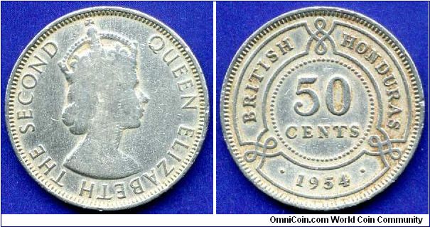 50 cents.
*BRITISH HONDURAS*.
Elizabeth II.
Mintage 76,000 units.


Cu-Ni.