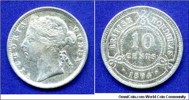 10 cents.
*BRITISH HONDURAS*.
Victoria (1837-1901) Queen.
Mintage 128,000 units.


Ag925f. 2,324gr.
