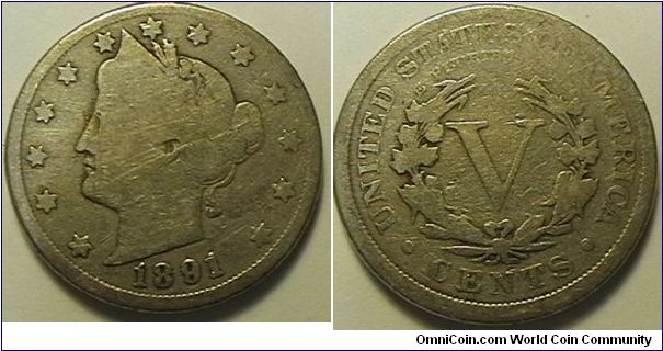 Liberty Head Nickel, copper-nickel, G-6