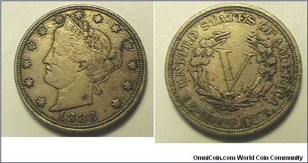 1883 Liberty Head Nickel No Cents, copper-nickel, F-15