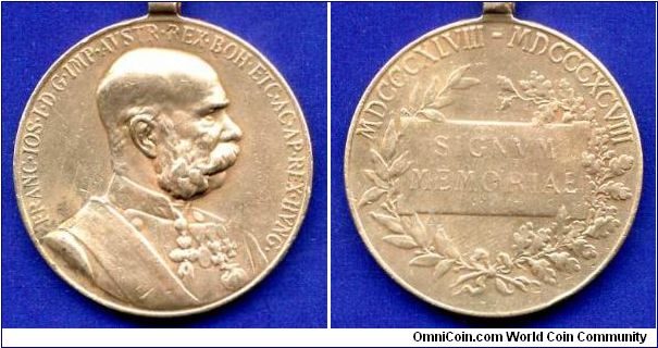 Commemorative Medal on the 50-year anniversary of the reign of Emperor Franz Joseph I (1848-1898). 
Austro-Hungarian Empire.


Br.