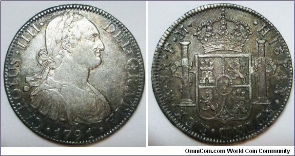 Charles IV 8 Reales 1791 FM. EF.