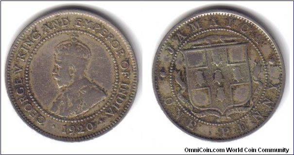 Jamaica, 1 Penny, 1920