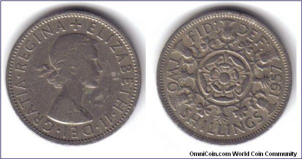 Great Britain, 2 Shillings, 1957
