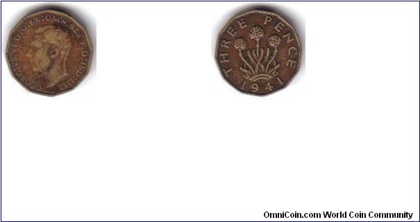 Great Britain, 3 Pence, 1941