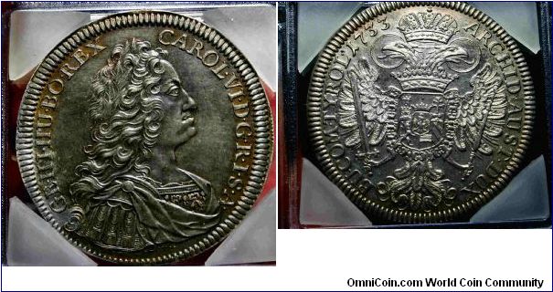 1733 Austrian Taler

ICG AU-55 I feel the coin is an AU-58