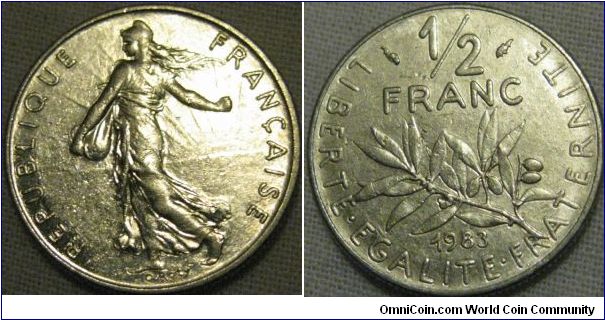 goregeous 1/2 franc 1983 great details AUNC