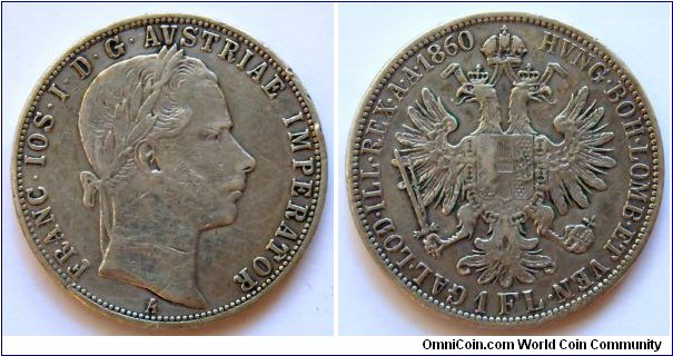 1 florin.
1860, Franz Joseph I