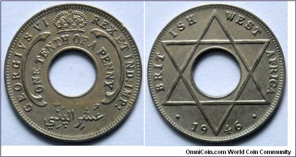 1/10 penny.
1946, British West Africa