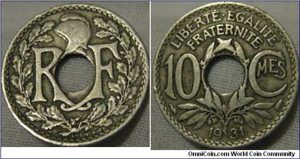 1931 10 centimes nice grade.